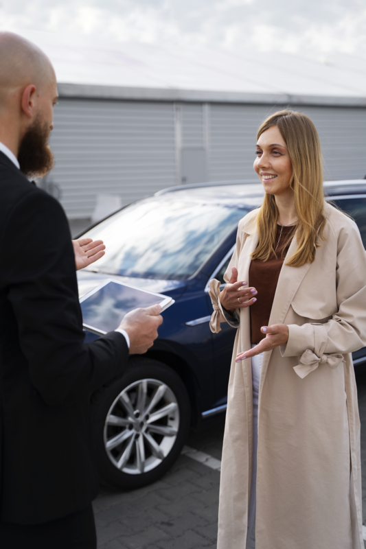 financial independent woman buying new car